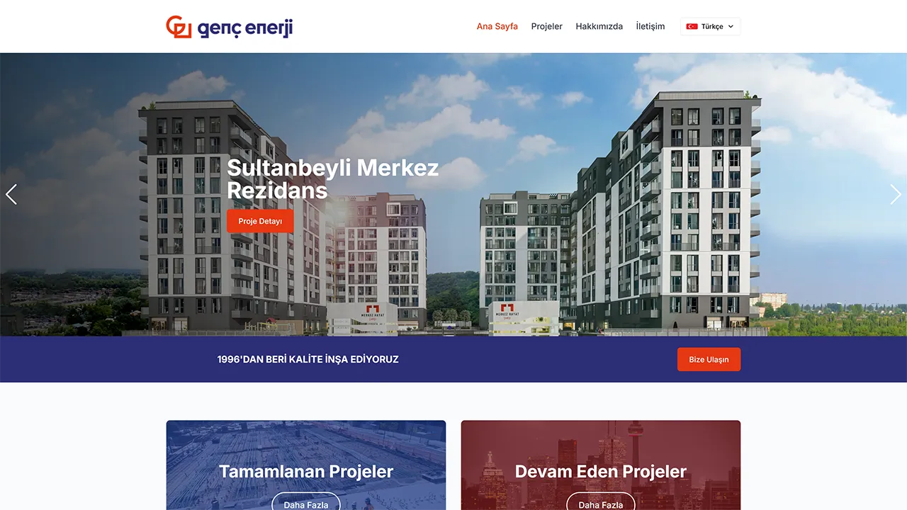 Genç Enerji - İnşaat ve mühendislik web sitesi projesi